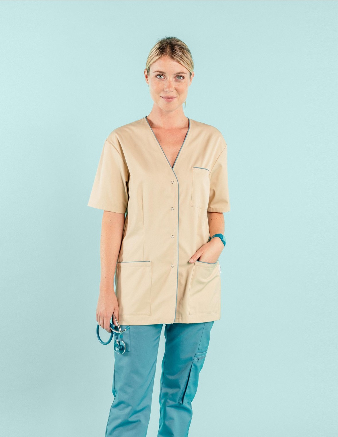 Blouse médicale liseré contrasté PER-KC-WBL02C1-490-XS