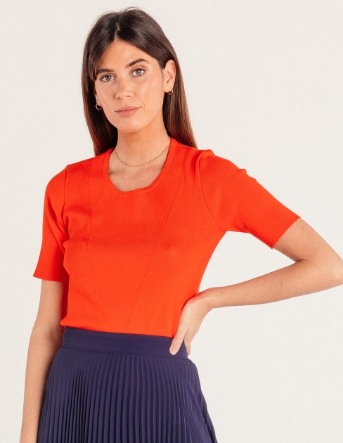 Pull manches courtes corail CAP-KB-WPU07M7-216-XS