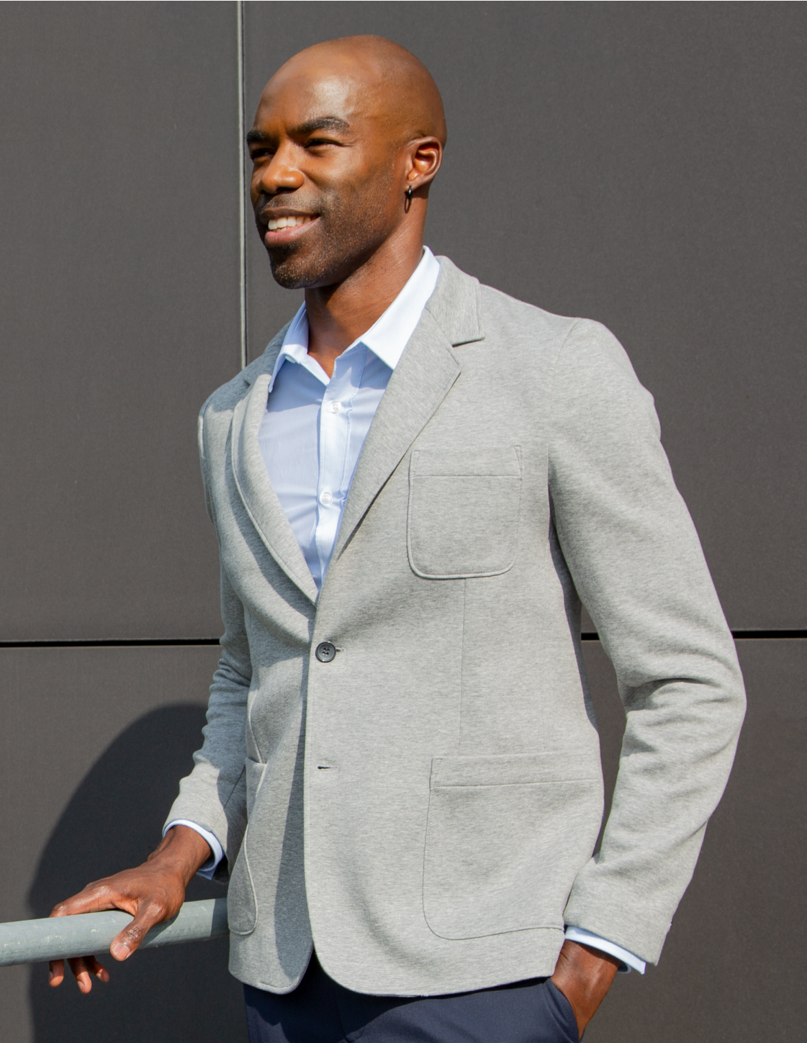 Veste regular jersey gris chiné 