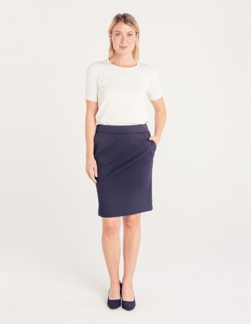 Jupe crayon marine poches tailleur PER-KB-WSK02PV1-076-50